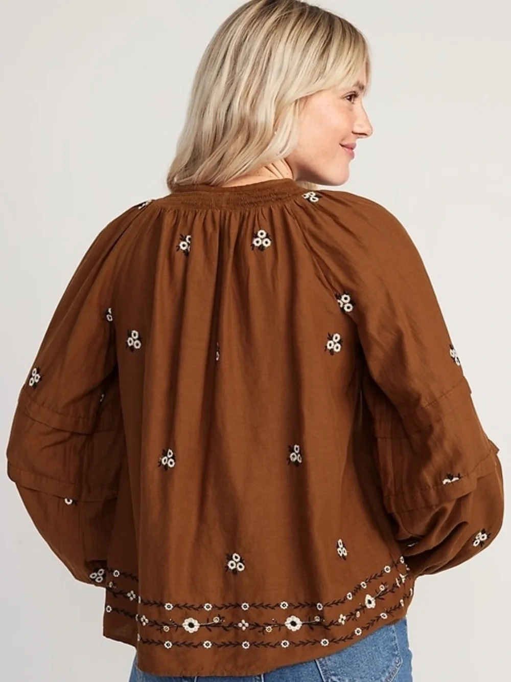 Old Navy floral embroidered woven peasant top size 4X
